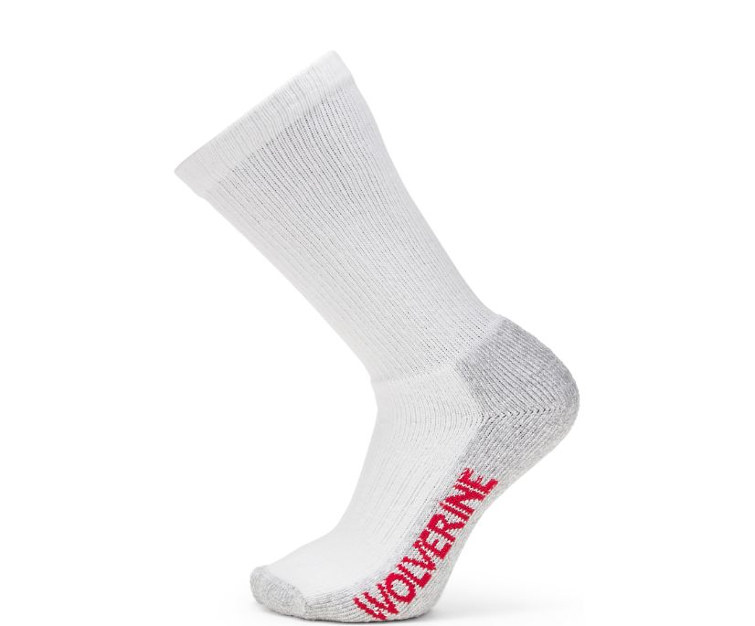 2-pk. Steel Toe Cotton Mid-Calf Sock, White/Grey, dynamic 1