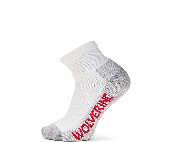 2-pk. Steel Toe Cotton Quarter Sock, White/Grey, dynamic