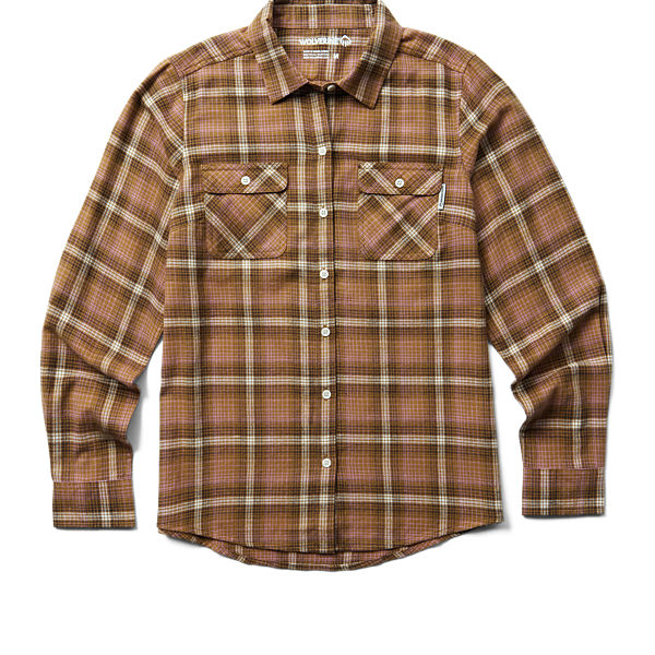 Autumn II Long Sleeve Flannel Shirt, Cedar, dynamic