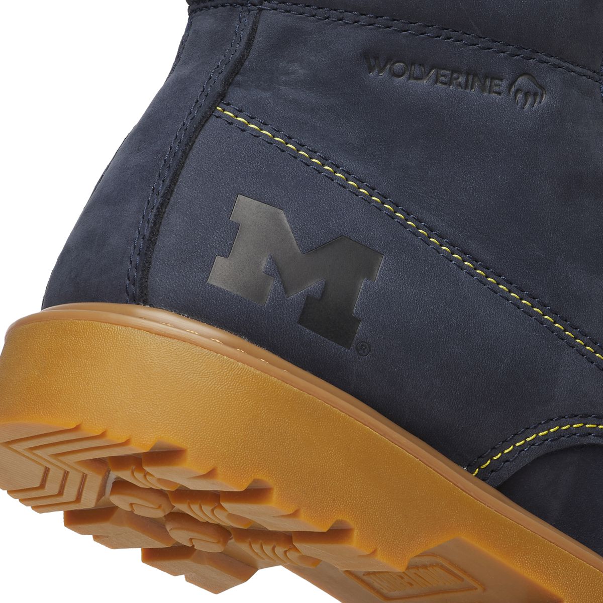 Wolverine x Valiant University of Michigan Floorhand Moc Toe Work Boot, Navy, dynamic 6