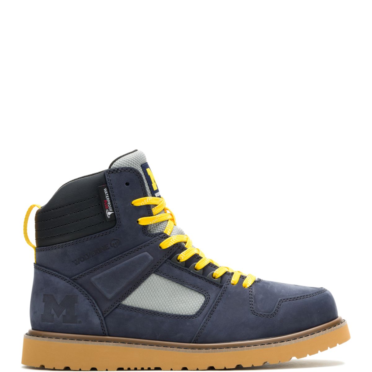 Men's Wolverine x Valiant University of Michigan Maker Wedge 6" Work Boot, Navy, dynamic 1