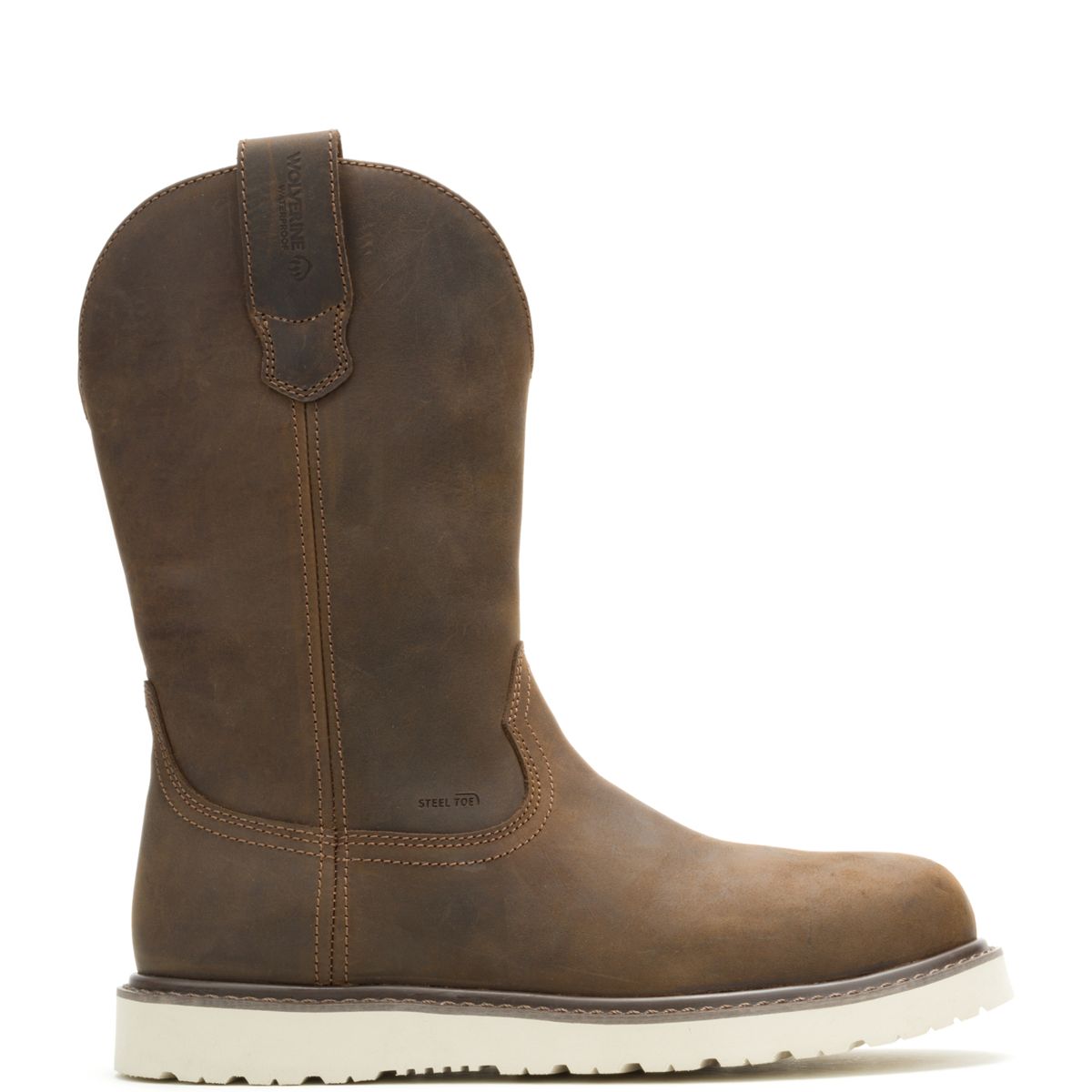 Wolverine x Jordan Davis Bronc Wedge Steel-Toe​ Waterproof Work Wellington, Dark Brown, dynamic 1