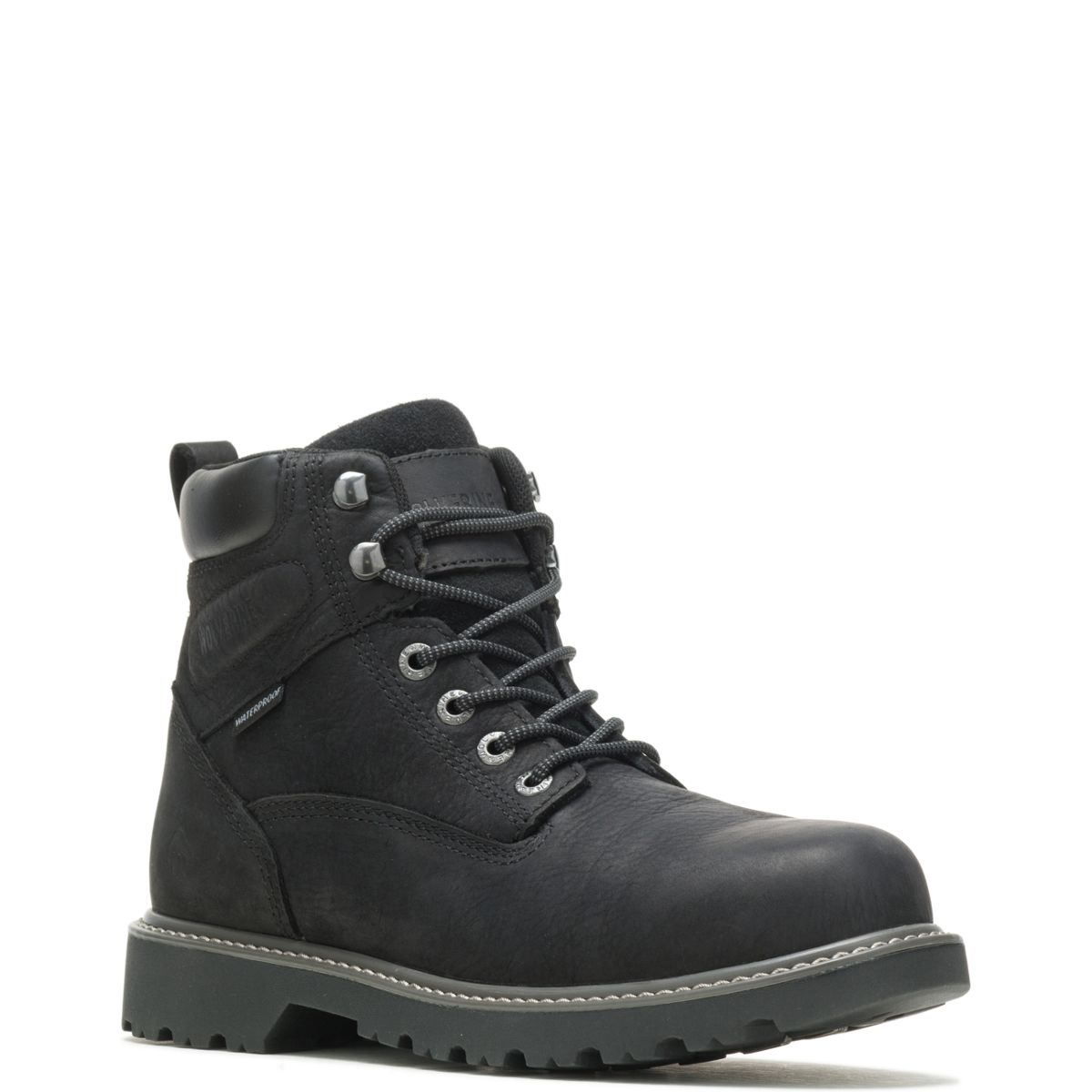 Black wolverine pull on work boots hotsell