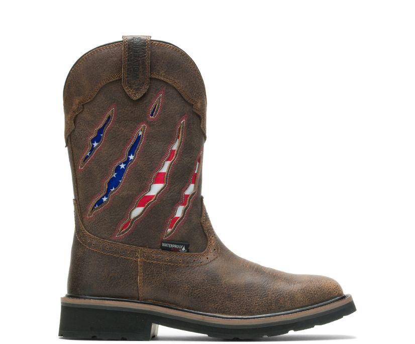 Rancher Claw Steel Toe Wellington, Brown/Flag, dynamic 1