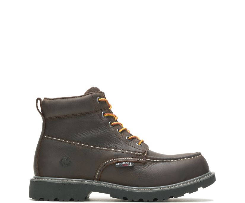 Floorhand Moc-Toe 6" Steel-Toe Work Boot, Dark Brown, dynamic 1