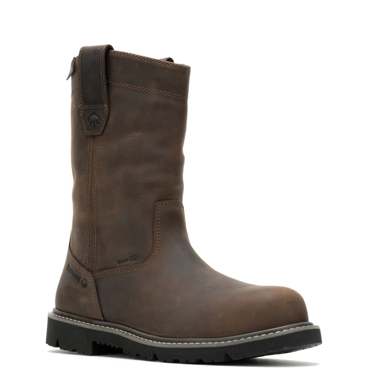 Revival Composite-Toe Work Wellington, Dark Brown, dynamic 2