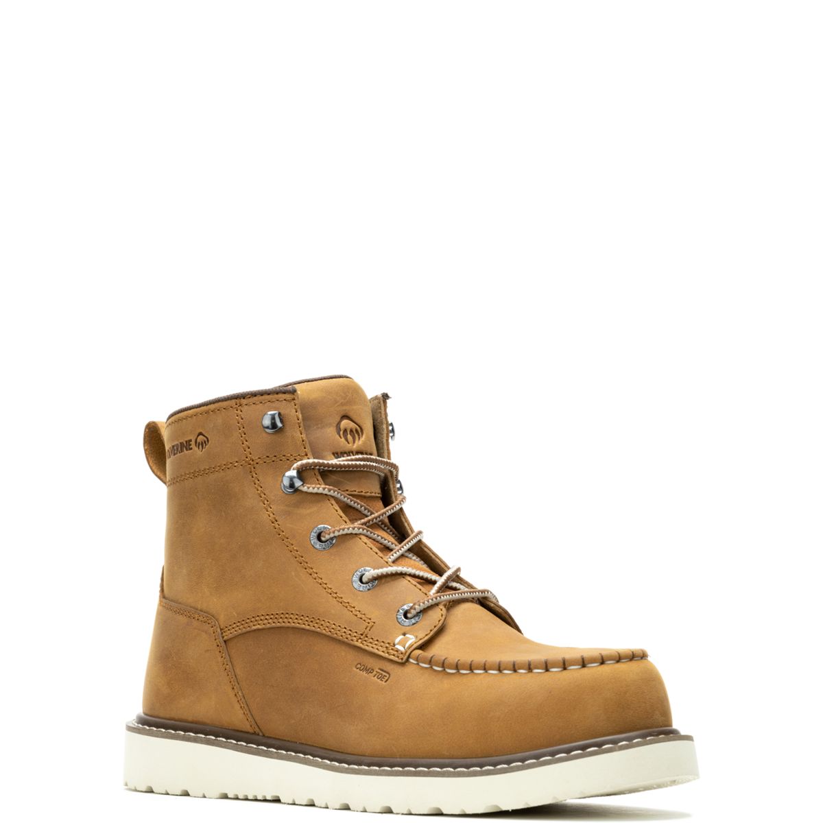 Trade Wedge Unlined 6" Moc-Toe Composite-Toe Work Boot, Tan, dynamic 2