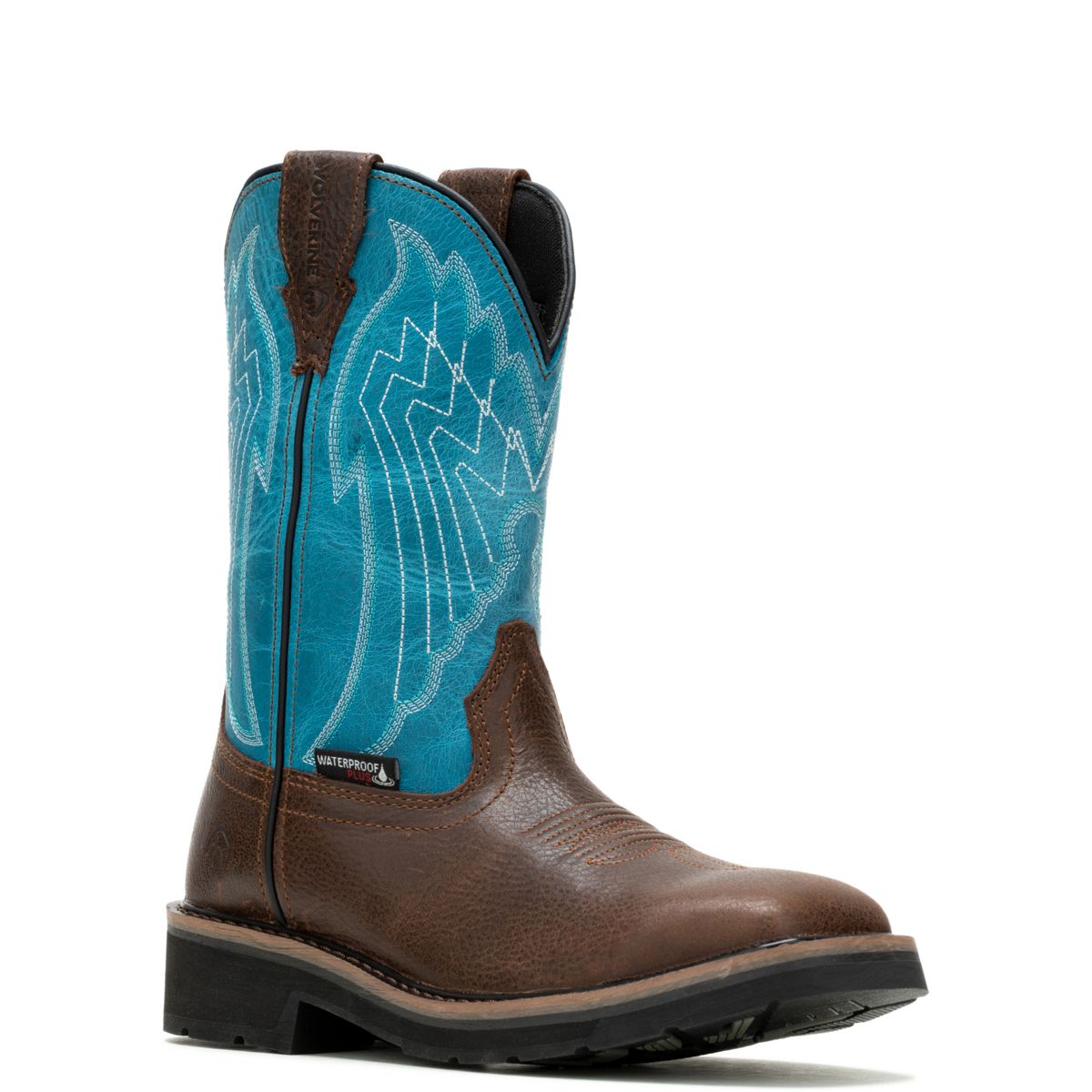 Rancher Eagle Waterproof Steel-Toe Wellington Work Boot, Brown/Teal, dynamic 2