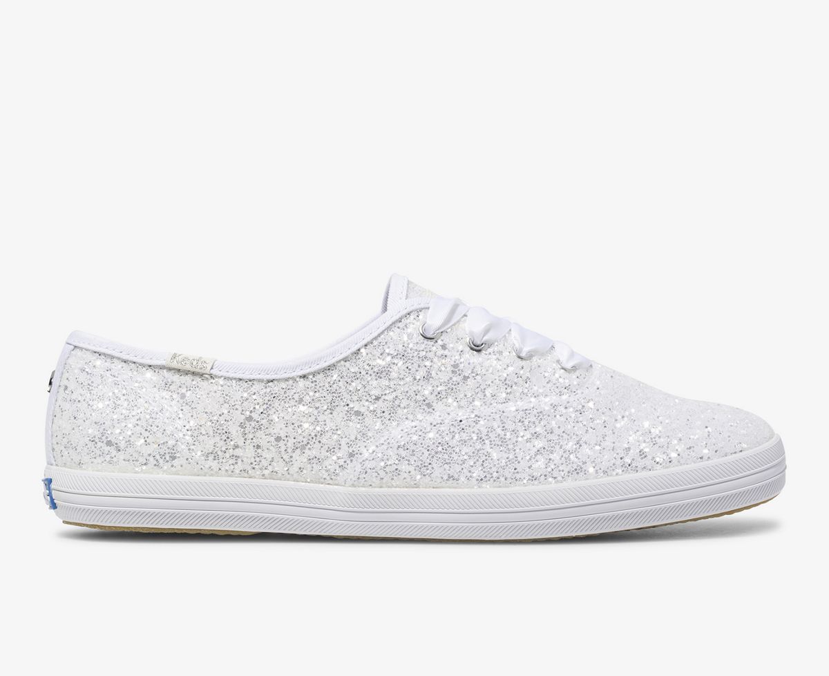 sparkly white tennis shoes