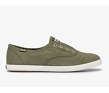 Chillax Washable Feat. Organic Cotton Slip On Sneaker, Olive, dynamic