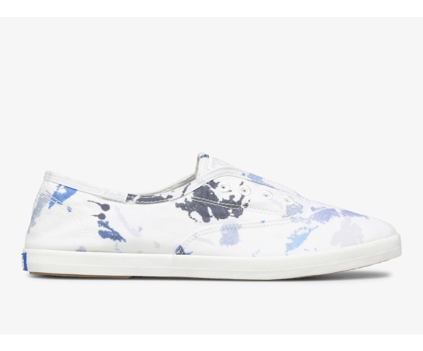 Chillax Splatter Twill Slip On Sneaker, White Blue, dynamic 1