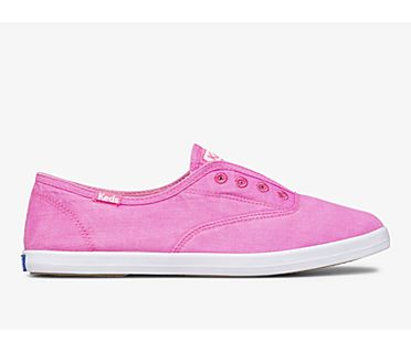 Chillax Neon Twill Washable Slip On Sneaker, Pink, dynamic