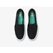 Double Decker Canvas Washable Slip On Sneaker, Black Turquoise, dynamic 3