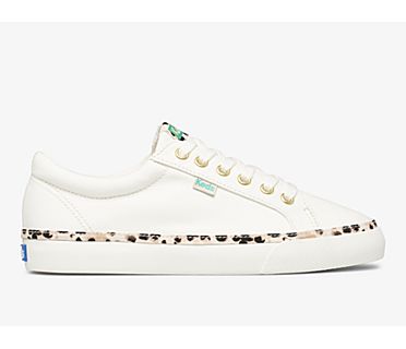 Jump Kick Leopard Pop Canvas Sneaker, Cream, dynamic