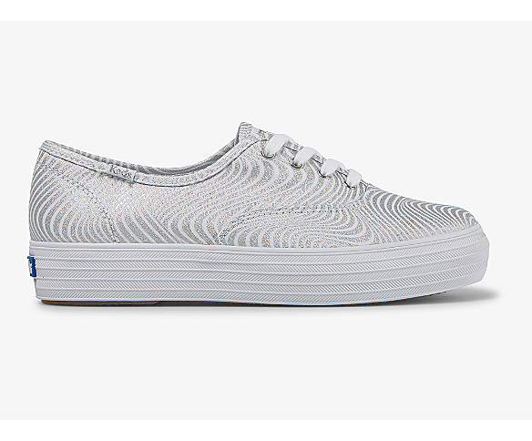 Triple CVO Metallic Sneaker, White Silver, dynamic