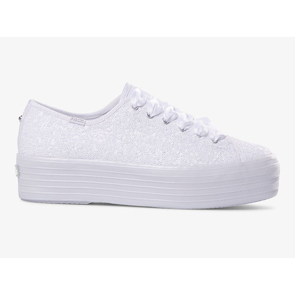 Triple Up Sequins Sneaker, White, dynamic