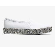 Triple Decker Rock Salt Glitter Slip On Sneaker, White Silver, dynamic