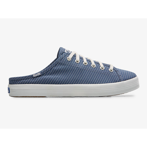 Kickstart Mule Canvas Stripe Slip On Sneaker, Blue, dynamic