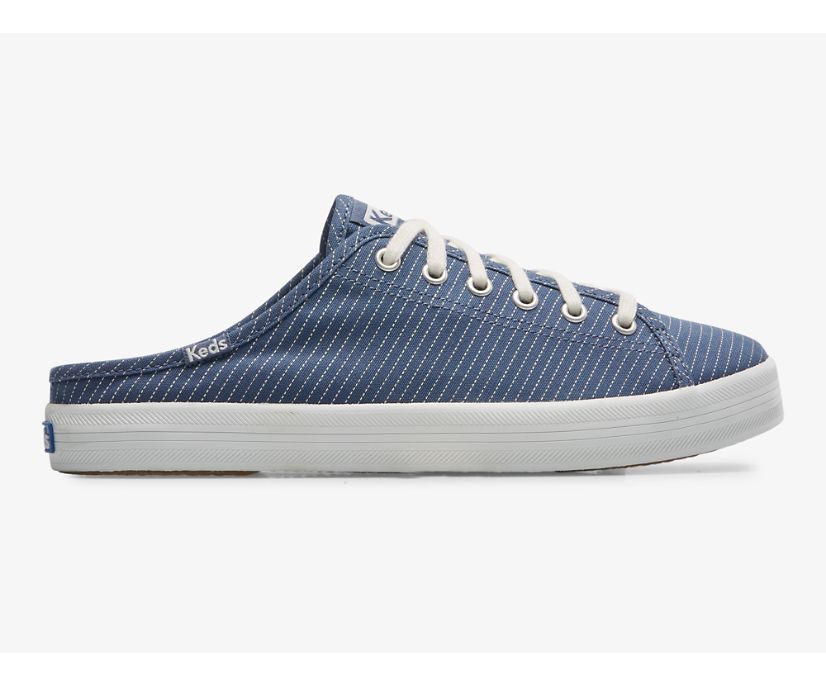 Kickstart Mule Canvas Stripe Slip On Sneaker, Blue, dynamic 1