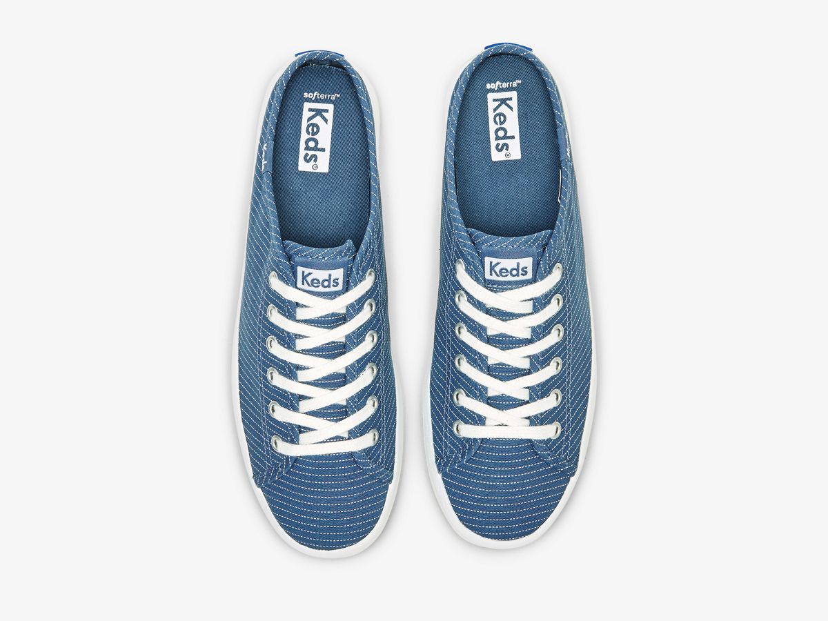Kickstart Mule Canvas Stripe Slip On Sneaker, Blue, dynamic 3