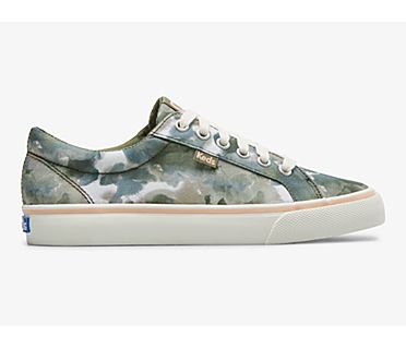 Jump Kick Canvas Abstract Floral Print Sneaker, Olive, dynamic