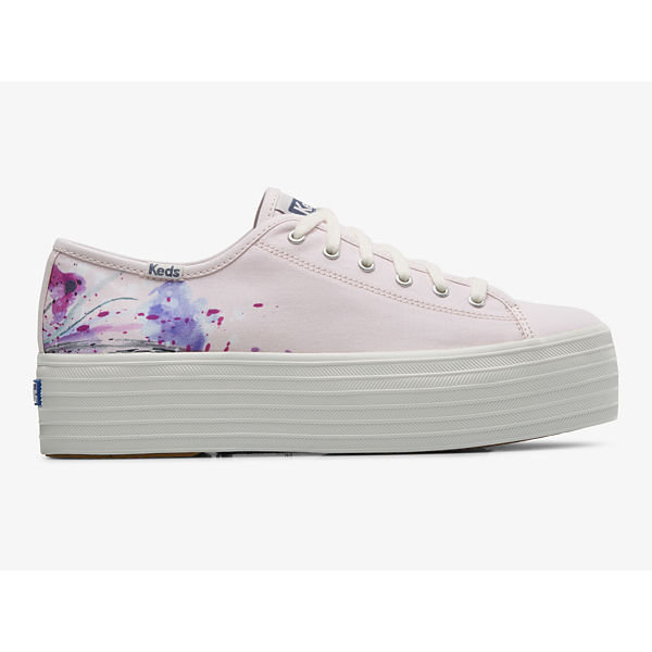 Triple Up Canvas Painterly Floral Sneaker, Light Pink, dynamic