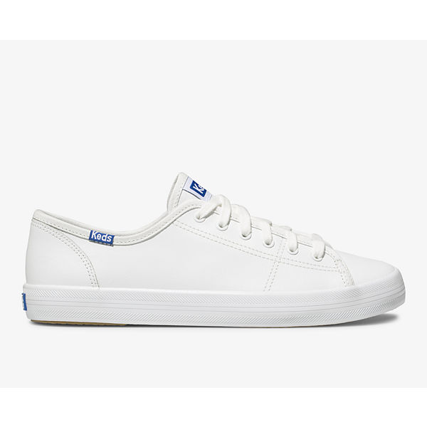 Kickstart Leather Sneaker, White/Blue, dynamic