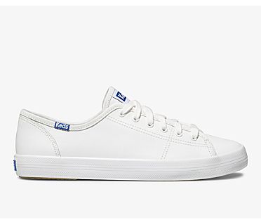 Kickstart Leather Sneaker, White/Blue, dynamic