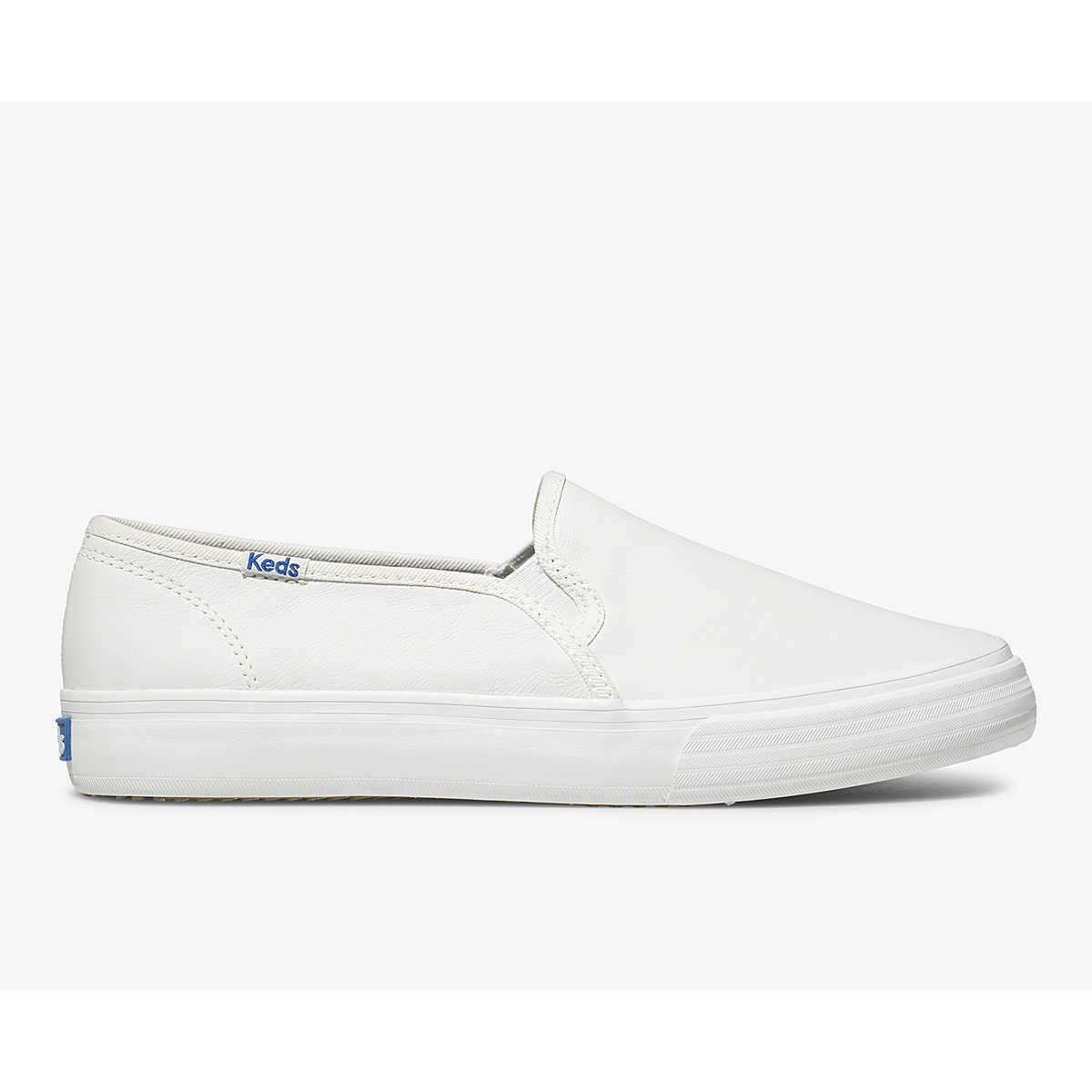 Double Decker Leather Slip On Sneaker, White, dynamic 1