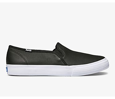 Double Decker Leather Slip On Sneaker, Black, dynamic