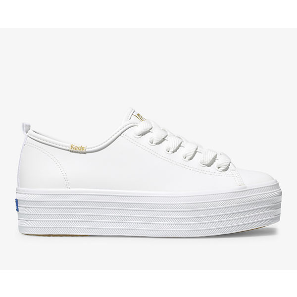 Triple Up Leather Sneaker, White, dynamic