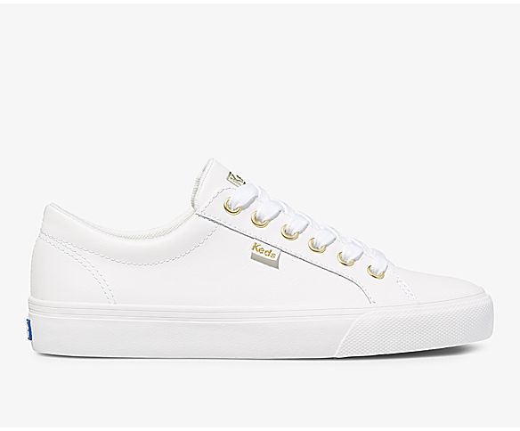 Jump Kick Leather Sneaker, White Gold, dynamic