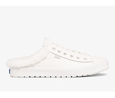 Kickstart TRX Mule Leather Slip On Sneaker, White, dynamic