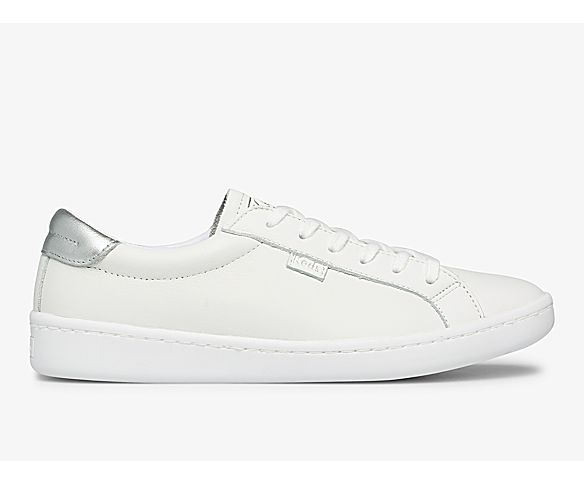 Ace Leather Sneaker, White Silver, dynamic