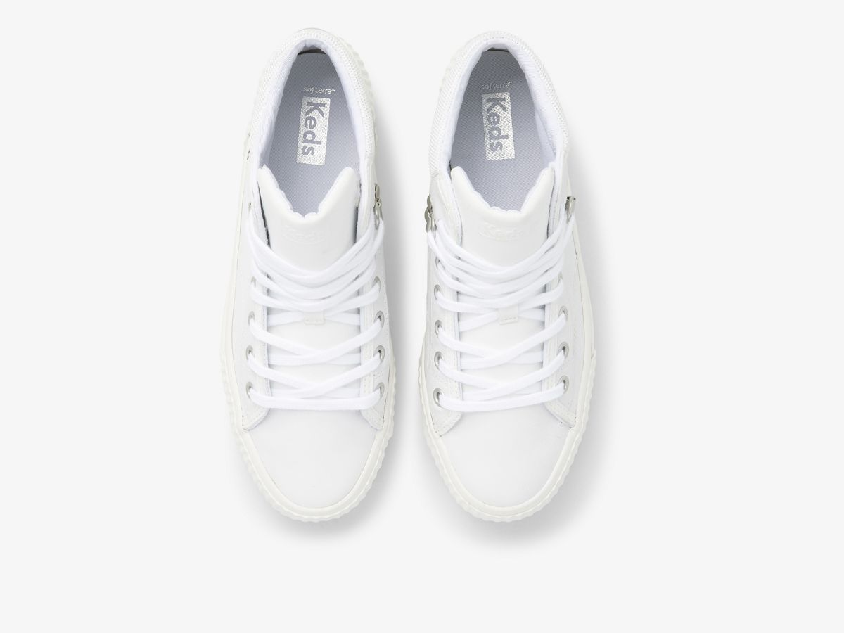 Demi TRX Mid Leather Sneaker, White Silver, dynamic 3