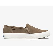 Double Decker Perf Suede Slip On Sneaker, Taupe, dynamic