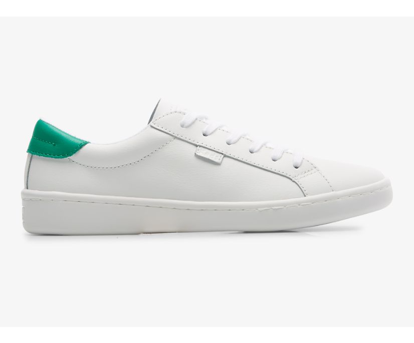 Ace Leather Sneaker, White Green, dynamic 1