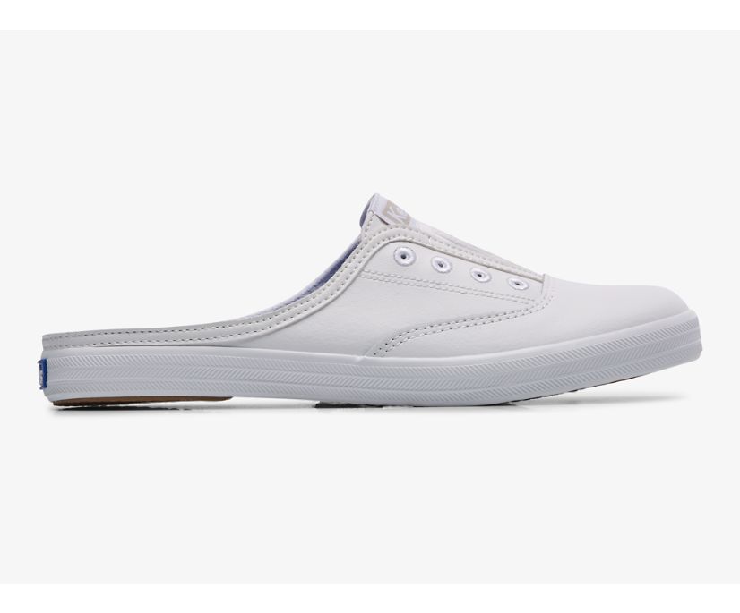 Moxie Mule Leather Slip On Sneaker, White, dynamic 1