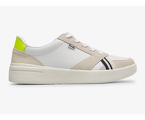 The Court Leather/Suede Heritage Sneaker, White Lime, dynamic