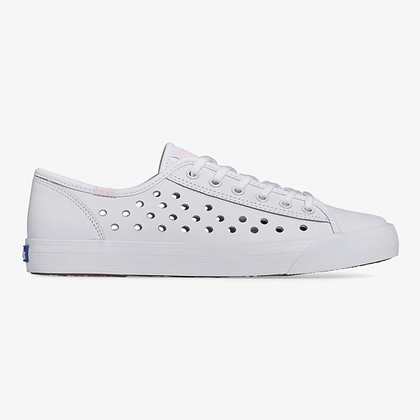 Kickstart Leather Perf Sneaker, White, dynamic