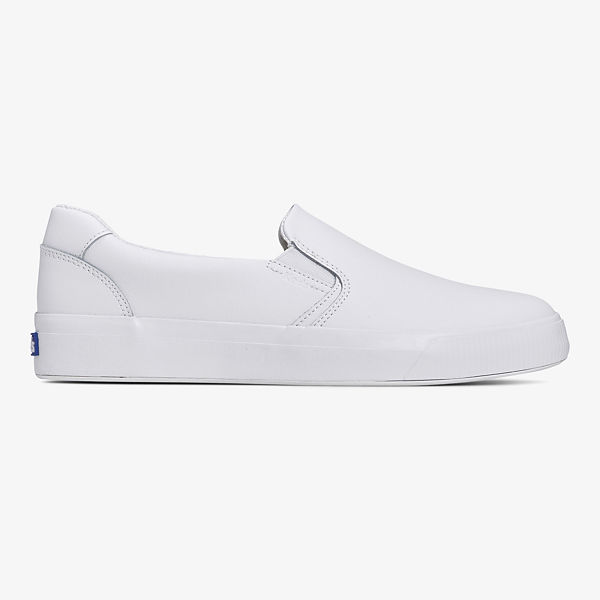 Pursuit Leather Slip On Sneaker, White, dynamic