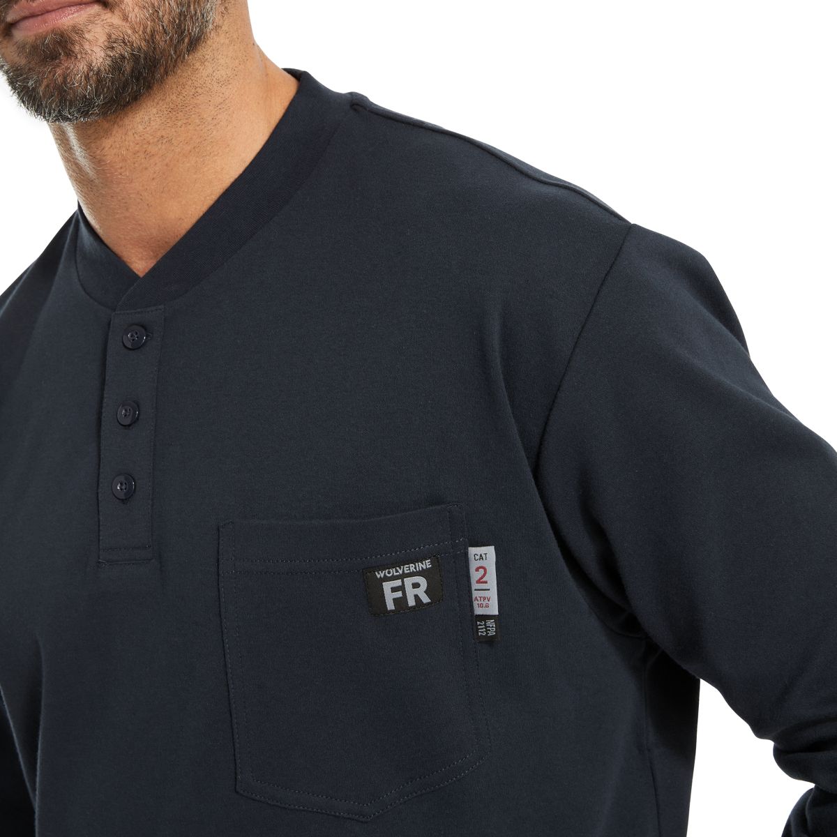 FR Long Sleeve Henley, Navy, dynamic 5