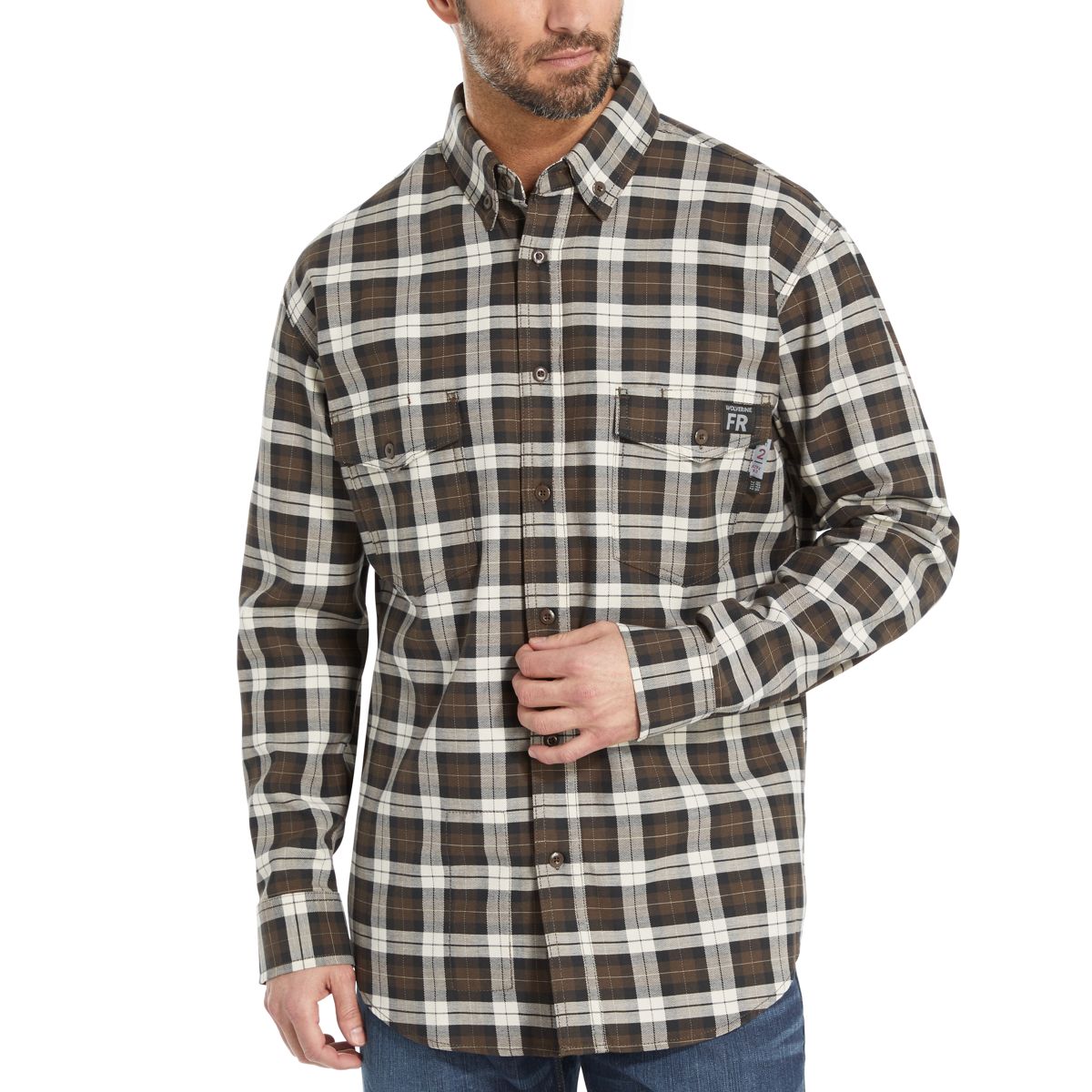 FR Plaid Long Sleeve Twill Shirt, Espresso Plaid, dynamic 2