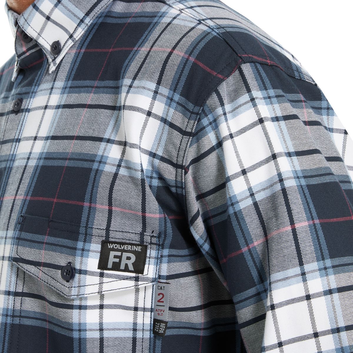 FR Plaid Long Sleeve Twill Shirt, Navy Plaid, dynamic 5