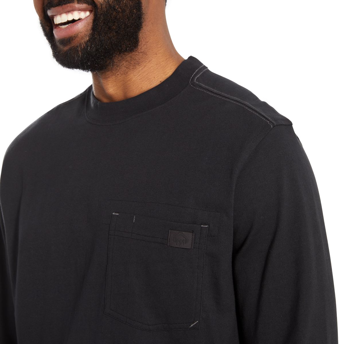 Guardian Cotton™ Long Sleeve Pocket Tee, Black, dynamic 6