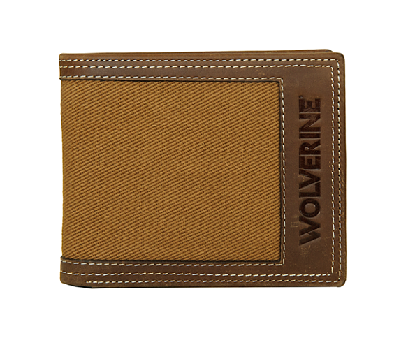 Canvas & Leather Bifold Wallet, Brown/Chestnut, dynamic