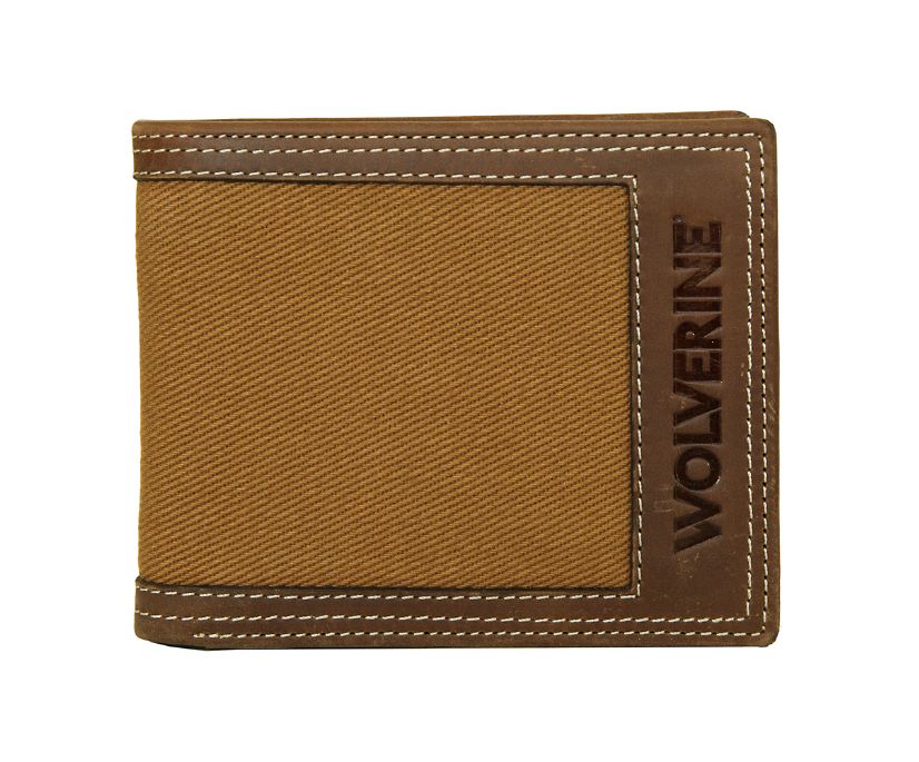 Canvas & Leather Bifold Wallet, Brown/Chestnut, dynamic 1
