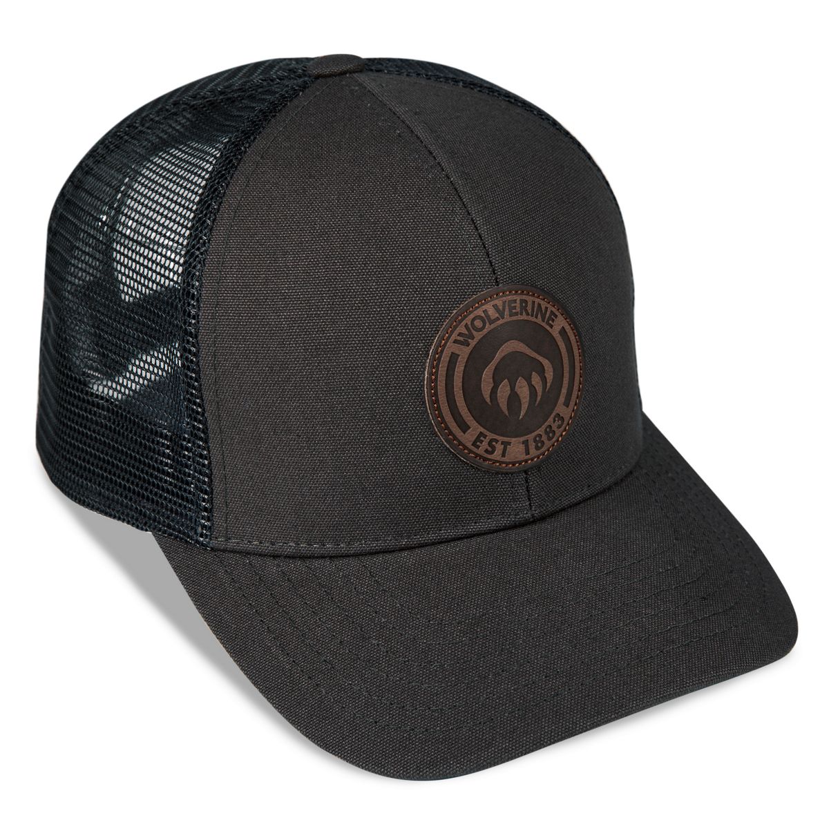 1883 Leather Patch Trucker Cap, Onyx, dynamic 2