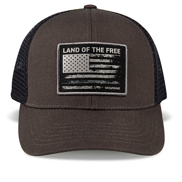 Land of the Free Trucker Cap, Black Olive, dynamic