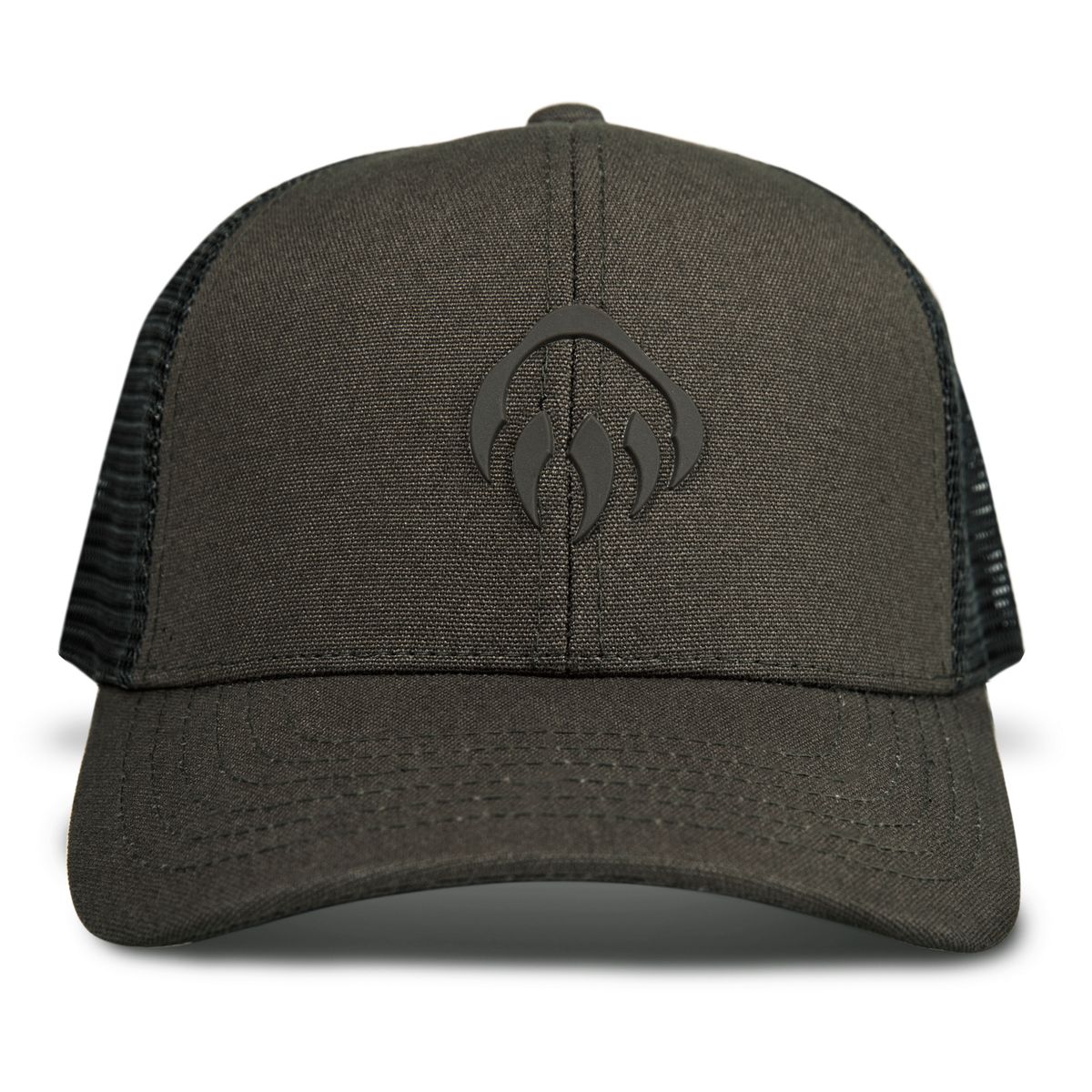 Raised Claw Logo Trucker Cap, Black Olive, dynamic